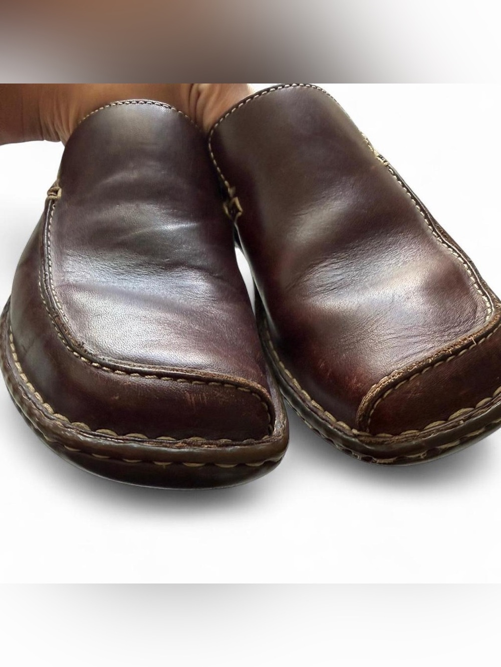 Born Dark Brown Leather Loafers Womens Size 7 Minimal Classic Comfort Slip On - Picture 8 of 8